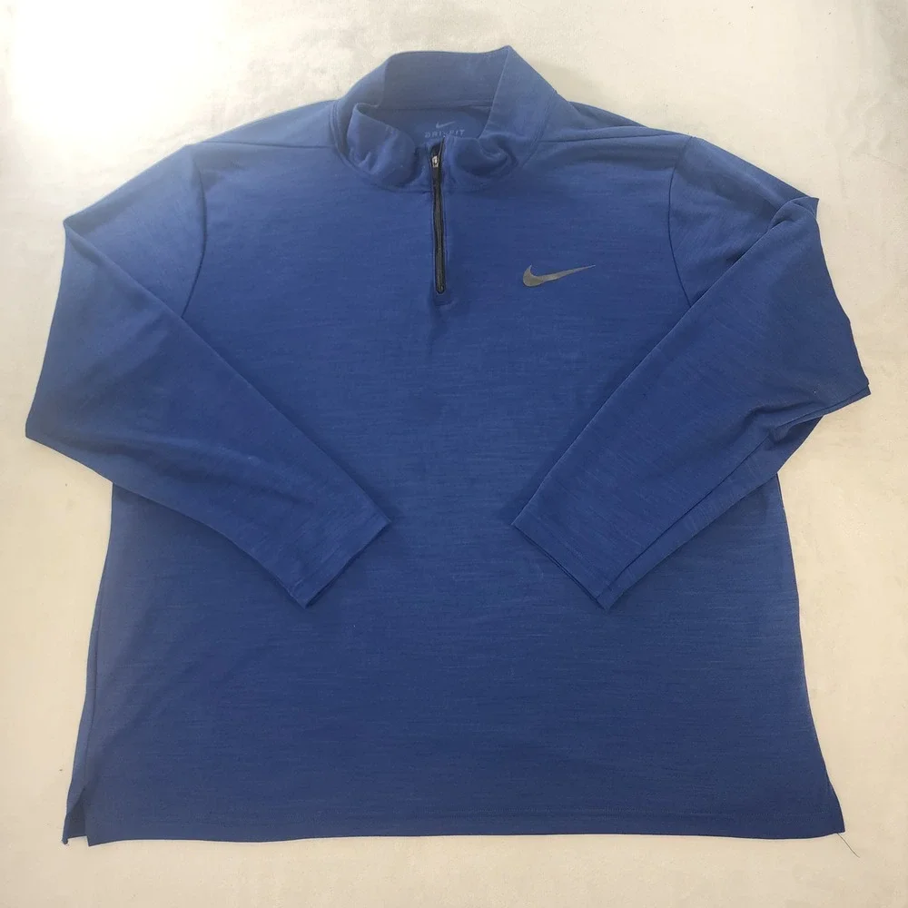 Nike Dri-FIT Mens XXL Blue Heather Quarter Zip Pullover Training Golf Top
